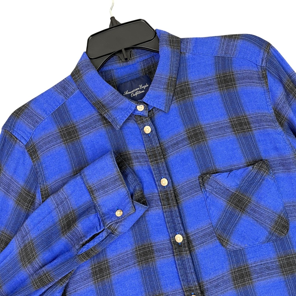 American Eagle Grunge Retro Lumberjack Plaid Flannel Button Up Shirt Mens XL
